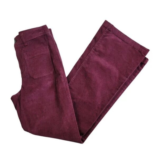 Faherty Maroon Banner Stretch Corduroy Wide Leg Pants - Picture 3 of 14